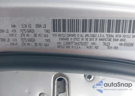 2017 Ram 1500 Express 4X4 6'4 Box from USA, damaged, VIN 1C6RR7FTXHS750357